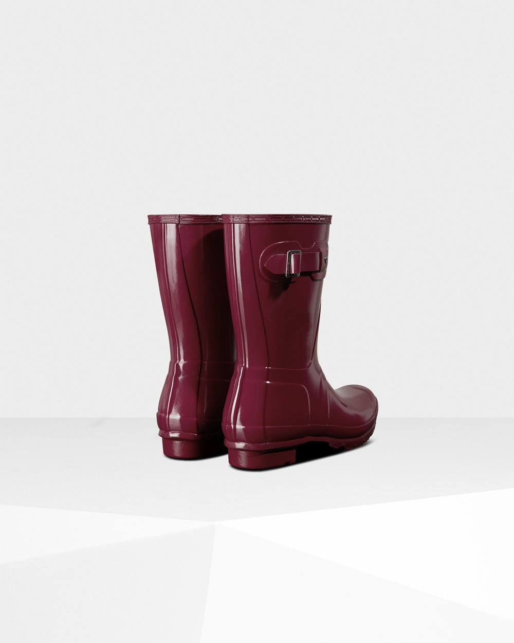 Bottes Courtes de Pluie Hunter Original Gloss Femme Bordeaux/Rouge EKYOMQL-82